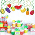 30Ct Tutti Frutti Hanging Swirl Decorations, Tropical Fruit Party Supplies for Summer Birthday Luau