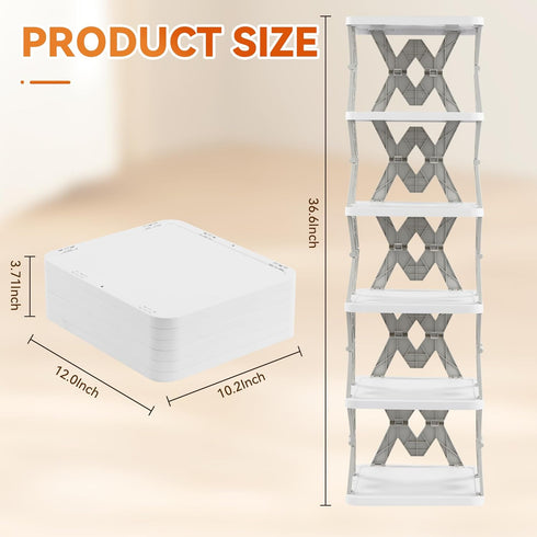 6 Tier Collapsible Kids Shoe Rack, Small Vertical Foldable Shoe Organizer for Front Door Entrance, Dorm, Bedroom