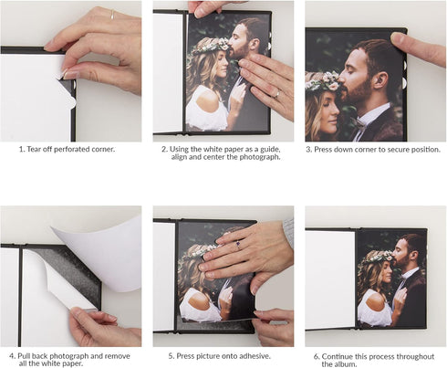 Neil Enterprises Inc. Black Leather Self-Stick Photo Album, 2.5" x 3.5", Holds 10 Photos