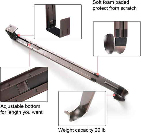 Myfolrena Adjustable Wreath Hanger (Bronze-1 Pack) - Stainless Steel Door Hanger for Front Door, 20lb Capacity