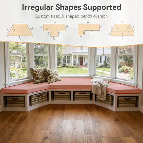 ROFIELTY Custom Bench Cushions, Window Seat Cushions with Non-Slip Bottom, Waterproof Indoor Outdoor Bench Cushion