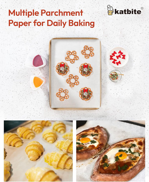 Katbite 16x24 inch Heavy Duty Parchment Paper Sheets, 100Pcs Precut Non-Stick Full Sheets for Baking, Cooking, Grilling