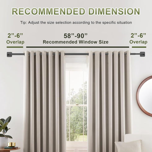 Curtain Rods for Windows 48 to 84, Blackout Wrap Around Telescoping Rod for Sliding Door Bedroom Kitchen