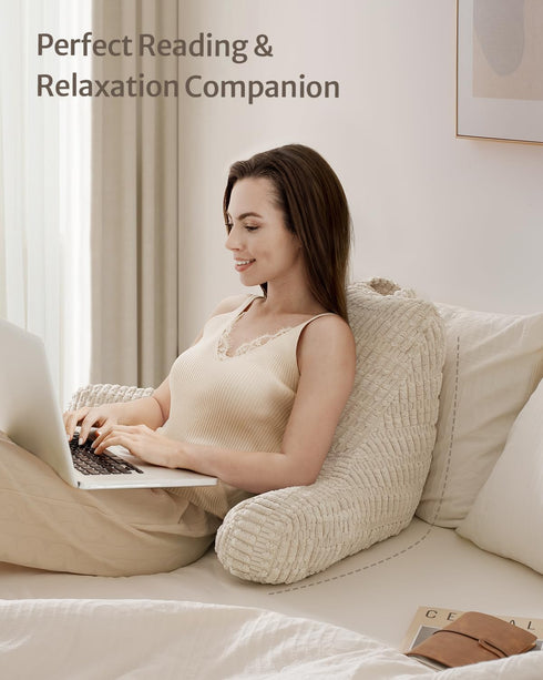 Blissful Diary Reading Pillow, Backrest Pillow with Shredded Memory Foam for Adult & Children, Designed for Bed