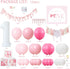 Pink Bow Birthday Decorations Girls Just Wanna Be One First Birthday Pink White Balloon Arch Backdrop High Chair Banner