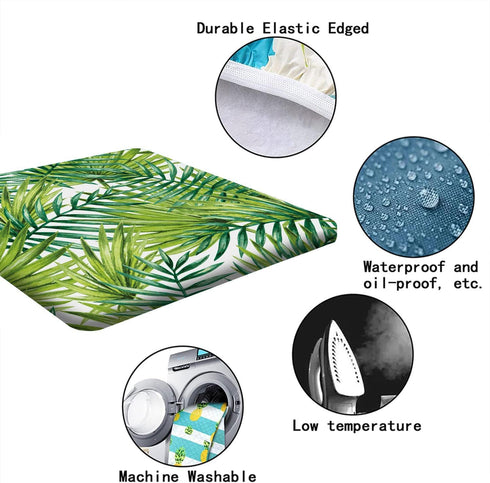 RenteriaDecor Summer 42"x42" Square Palm Leaves Fitted Tablecloths, Watercolor Tropical Plant Leaf Print Elastic Edged