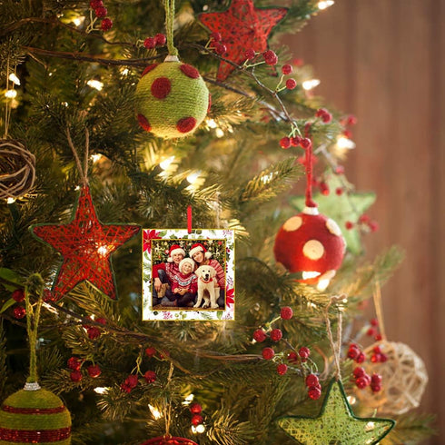 WaaHome Christmas Ornaments Picture Frame 2025-3'' Floral Photo Frame, Decorations Gifts for Family Friends Women Mom