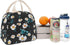 EurCross Women's Lunch Bags for Work, Chic Floral Daisy Pattern Canvas Insulated Black Lunch Tote Bag Carrier