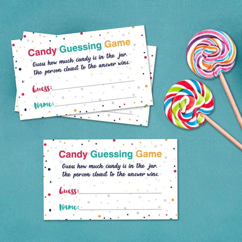 Candy Guessing Game Cards - Games Activities and Decorations, 50-Pack