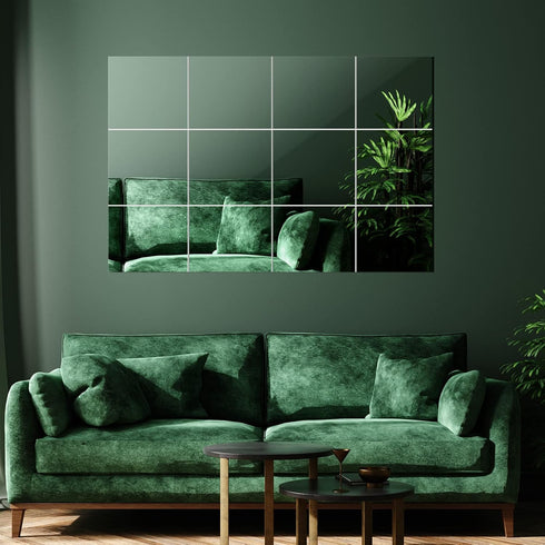 BBTO 9 Pieces Adhesive Craft Mirrors, 6 x 9 Inches, 6 x 6 Inches, Flexible Self Adhesive Non-Glass Plastic Wall Stickers