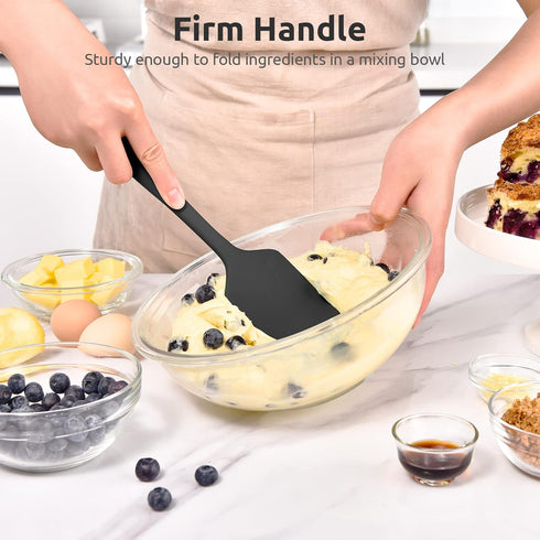 U-Taste 11.38" Silicone Baking Spatula, 480ºF Heat Resistant Food Grade Rubber Kitchen Bowl Scraper (Black)