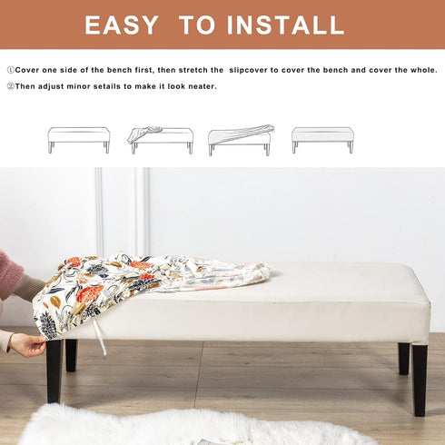 Eco-Ancheng Chair Cover - Removable Dining Bench Slipcover, Stretch Bench Seat Furniture Protector for Living Room