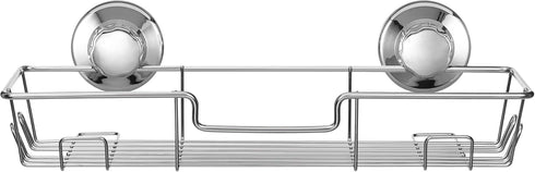iPEGTOP Strong Suction Cup Shower Caddy, Bath Shelf Storage with 4 Side Hooks, Chrome, 2 Count