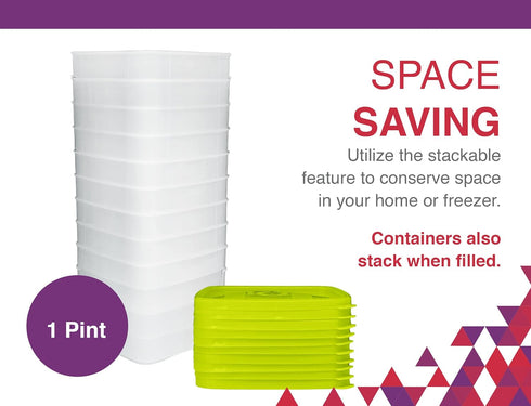 Arrow Reusable Plastic Storage Container Set, 10 Pack, 1 Pint/16 Ounce Each, BPA-Free, Dishwasher/Microwave Safe