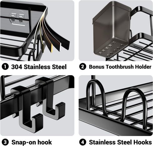 2 Pack 90 AKTECKE Corner Shower Caddy, Adhesive Shower Corner Organizer Shelves, No Drilling Stainless Steel Shower