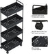 Buzowruil 4 Tier Rolling Storage Cart, Mobile Shelving Unit with Wheels for Kitchen Bathroom Laundry, Black