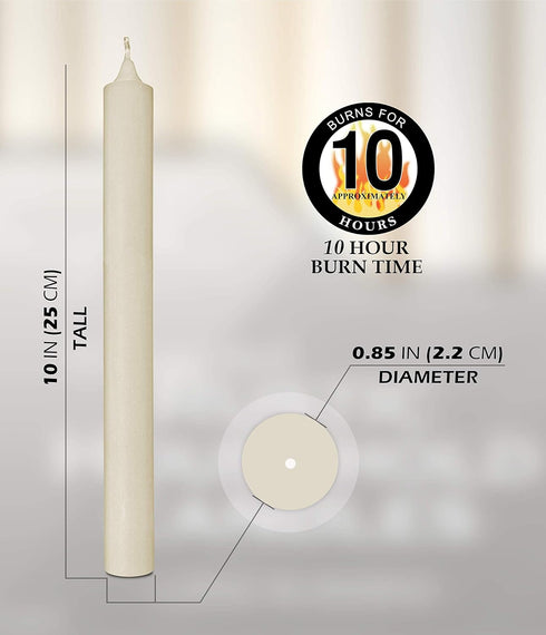 Hyoola 10 Inch Dinner Candles, 12 Pack, Wool White Tall Unscented Rustic Long Burning Candle Sticks