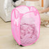 Portable Mesh Pop Up Laundry Hamper with Side Pocket and Handles, Vertical Collapsible Laundry Basket for Travel, RV,