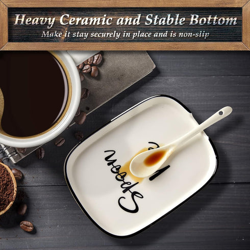 Ceramic Spoon Rest for Stove Top - Large Spoon Holder for Kitchen Counter, White Coffee Spoon Rest, Heat-Resistant