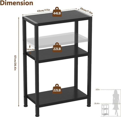 26.4" HET006BK1 Heybly Small Narrow Side Table for Small Space, Thin Bedside Table, Skinny End Table, Slim Sofa Table
