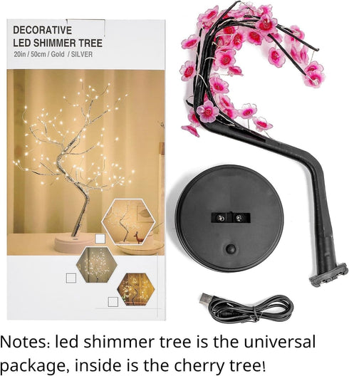 2 Pack 18inch 36 Cherry Blossom Tree Lamp, Led Bonsai Tree Lights, Battery/USB Operated Japanese Decor Night Lights
