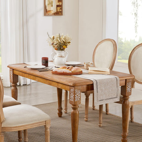 13 36 Inch 36 Inches 13x36 Inches, Burlap Style Farmhouse Table Runner, x Coffee, Rustic Geometric Hollow Table Runners