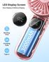 Handheld Fan, Foldable Portable Fan with LED Display, 3000mAh Battery Operated Mini Hand Held Fan, Handheld/Neck/Desk 3 in 1 Personal Small Fan for Eyelash Makeup Travel Beach Outdoor Pink by coldSky