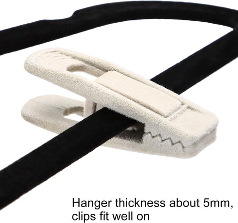 Velvet Hangers Clips, 20 Pack Ivory Pants Hanger Clips, Strong Clips for Thin Felt Hangers