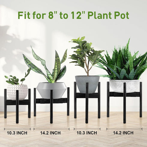 FJO 2Pcs 8 12 Inches Adjustable Plant Stand Indoor - Bamboo Plant Stands, Bamboo Mid Century Modern Plants Stands