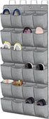 homyfort Over the Door Shoe Organizer, Hanging Rack with 24 Extra Large Fabric Pockets for Closet, Grey 61.4''x22''