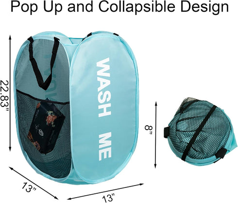 2Pack Collapsible Laundry Baskets Pop Up Laundry Hamper Mesh Storage Bins Kids Hamper for Laundry, Blue by Aplter