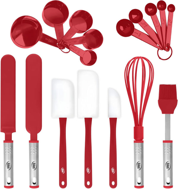 Silicone Spatula Set, 17 Piece Baking Utensils, Nylon and Stainless Steel, Non Stick and Heat Resistant