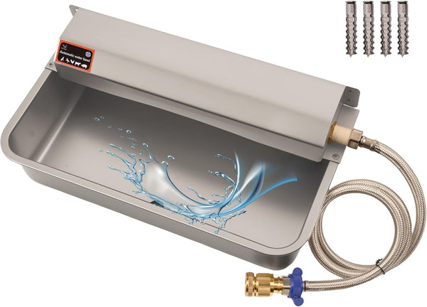 boajf Automatic Dog Water Dispenser with Drain Hole, 304 Stainless Steel Auto Water