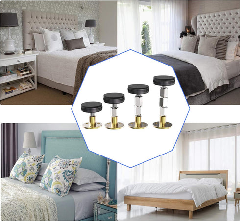 NANASO 4Pcs 28mm-106mm Bed Frame Anti-Shake Tool, Threaded Adjustable Headboard Stoppers, Prevent loosening Fixer Bed