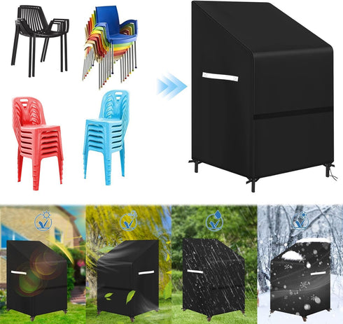 4-6 33"Lx27"Dx48"H Stacking Outdoor Chair Cover Waterproof, Patio Chair Cover Lawn Outside Patio Furniture Covers