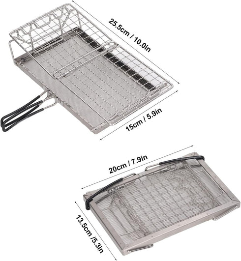 Camp Stove Toaster, 7.9 x 5.3 in Foldable Stainless Steel Rack, Portable Bread Toaster for Indoor Baking and Outdoor