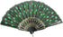INNOLIFE Elegant Colorful Embroidered Flower Peacock Pattern Hand Fan - Hand-Crafted Folding Fabric, Full Set of 6pcs