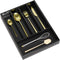 Silverware Drawer Organizer Cutlery Tray, Bamboo Black Small Kitchen Gadgets Holder for Flatware