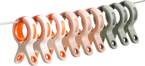 9 Pack Beach Towel Clips for Beach Chair, Strong Silicone Plastic Clips to Keep Towels from Blowing Away