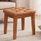 Upholstered Ottoman Stool with Padded Seat, Tufted Vanity Stool with Solid Wood