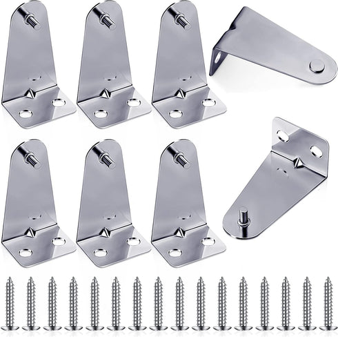 Set of 8 Metal Hold Down Brackets - Silver Blinds Brackets with Screws for Horizontal Blinds