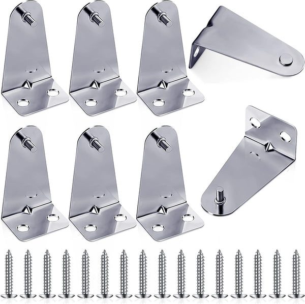 Set of 8 Metal Hold Down Brackets - Silver Blinds Brackets with Screws for Horizontal Blinds
