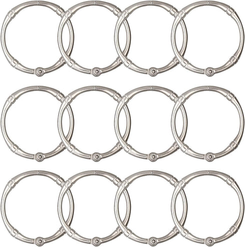Shower Curtain Hooks, Rustproof Decorative Metal Round Shower Curtain Rings for Bathroom Shower Rod, 12 Pack (Nickel)