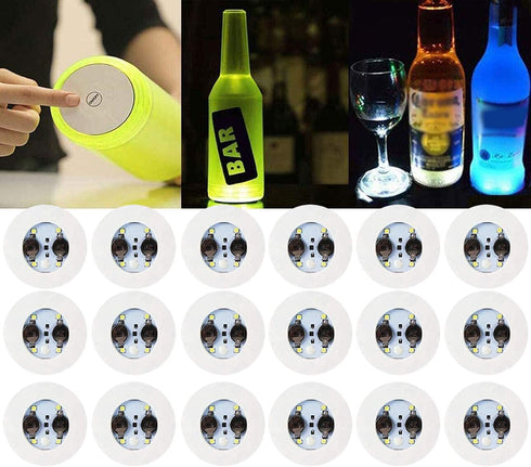 LOGUIDE LED Light Up Coasters, LED Bottle Lights, Flashing Shots Light, Cool-White Coaster Discs for Drinks