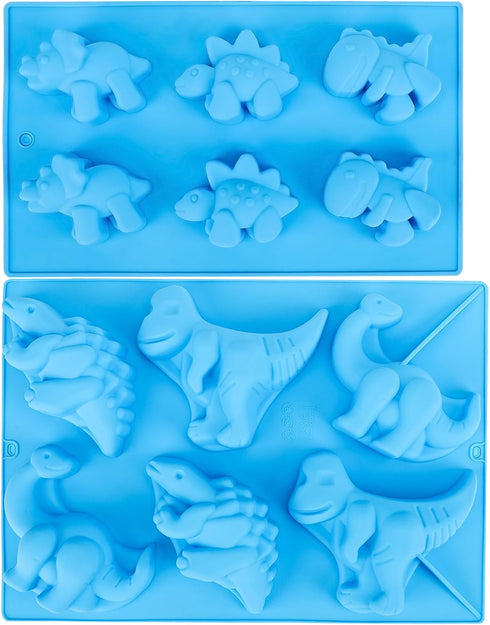Beasea Dinosaur Soap Mold, 2 Pack 3D Silicone Mat for Mini Chocolate Cake, Fondant, Cookie Baking