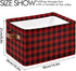 Christmas Red Buffalo Plaid Storage Basket, Fabric Laundry Baskets for Winter Holiday Decorations, 16×12×8 Inches