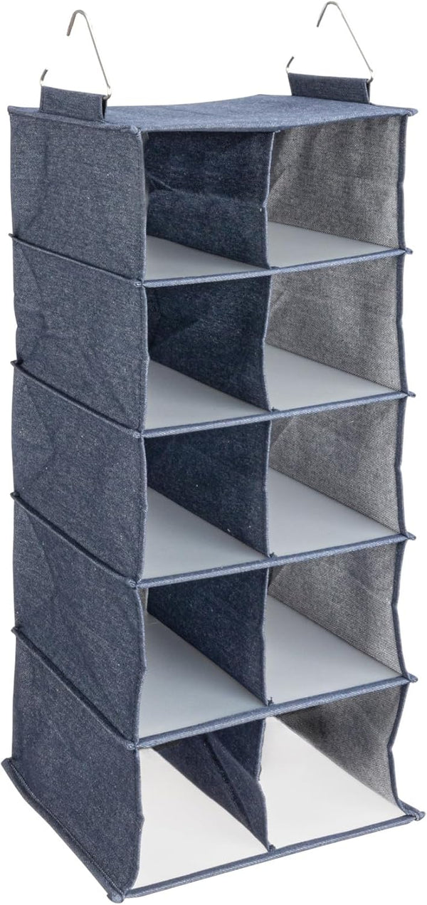 Household Essentials Hanging Cotton Blend and Plastic Closet Shoe Organizer with 10