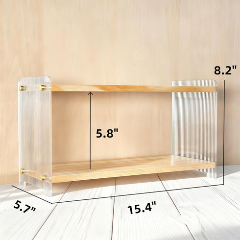 2 15.4" 5.7" 8.2" Coffee Station Organizer Tier, Solid Wood Mug Shelffor Coffee Bar,Matcha Station,Tea Storage - Holds