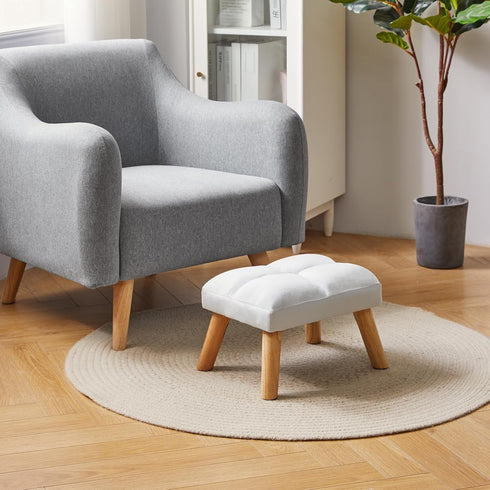 15.74" D11.81" W10.62" UHBD032H YMYNY Footstool, Small Ottoman Stool Chair with Wooden Legs, Modern Padded Sofa Seat