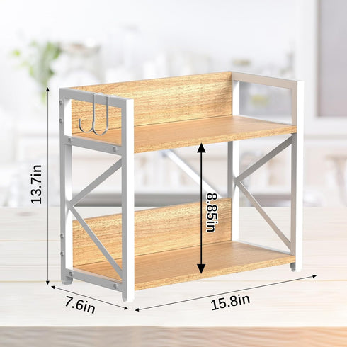Kitchen-Countertop-Organizer-Shelf, 2 Counter,Wooden RUILALIFE Tier Coffee Bar Station Organizer for Spice Rack Shelf